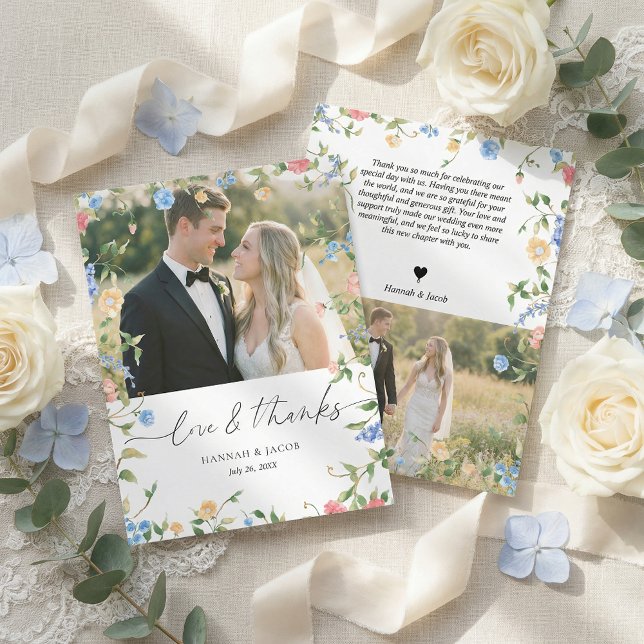 Elegant Wildflower Wedding Thank You Card (Creator Uploaded)