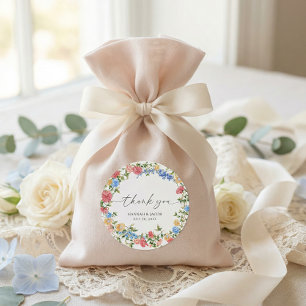 Elegant Wildflower Wedding Thank You Favor Classic Round Sticker