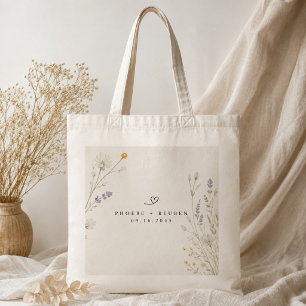 Elegant Wildflower Wedding Tote Bag