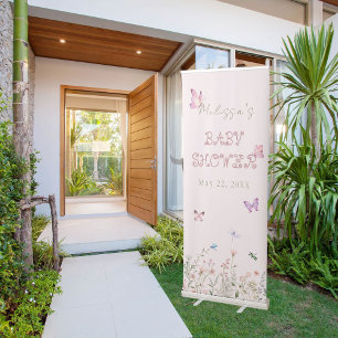 Elegant Wildflower Welcome Sign Retractable