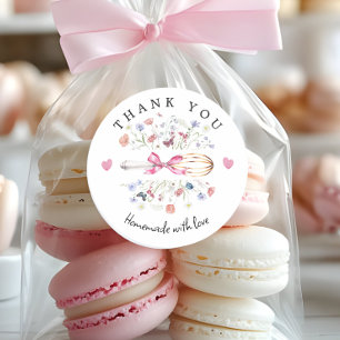 Elegant Wildflower Whisk Bakery Classic Round Sticker