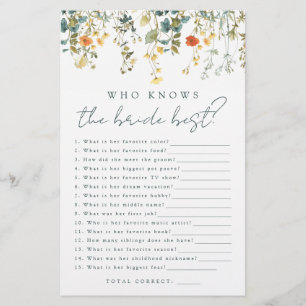 Elegant Wildflower Who Knows the Bride Best Game