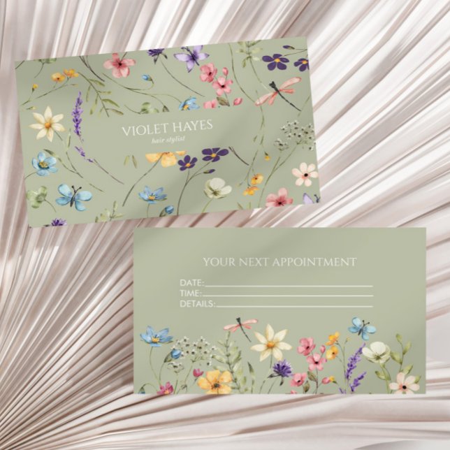 Elegant Wildflower Wild Flower Floral Custom Appointment Card (Creator Uploaded)