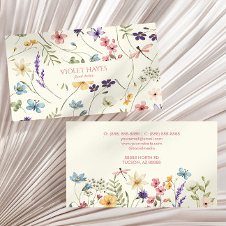 Elegant Wildflower Wild Flower Floral Custom Business Card