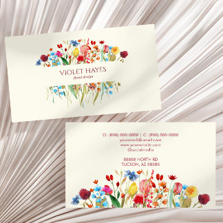 Elegant Wildflower Wild Flower Floral Custom Business Card