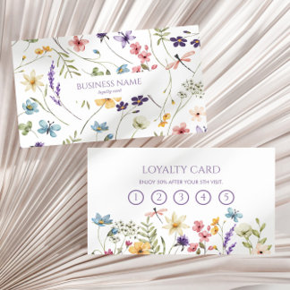 Elegant Wildflower Wild Flower Floral Custom Loyalty Card