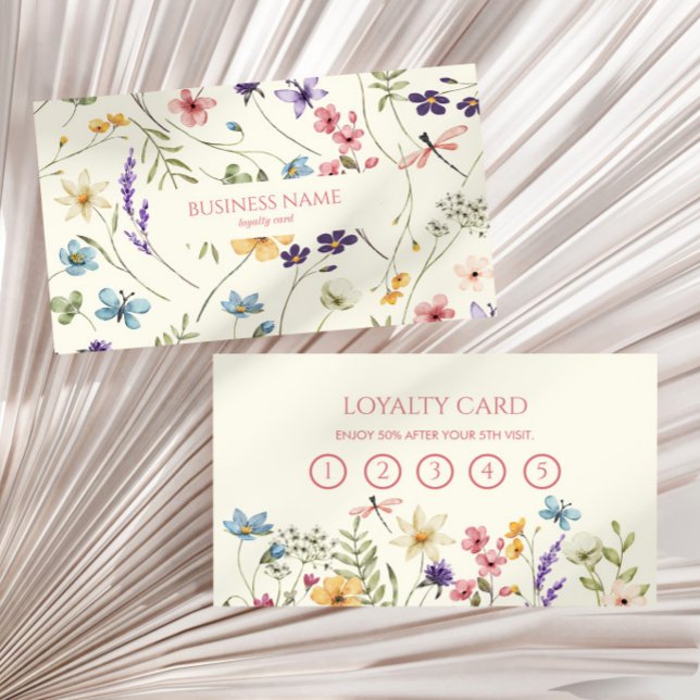 Elegant Wildflower Wild Flower Floral Custom Loyalty Card (Creator Uploaded)
