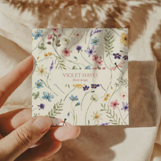 Elegant Wildflower Wild Flower Floral Custom Square Business Card