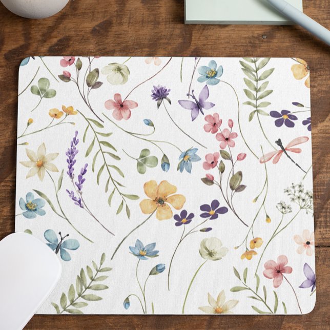 Elegant Wildflower Wild Flower Floral Mouse Mat (Creator Uploaded)