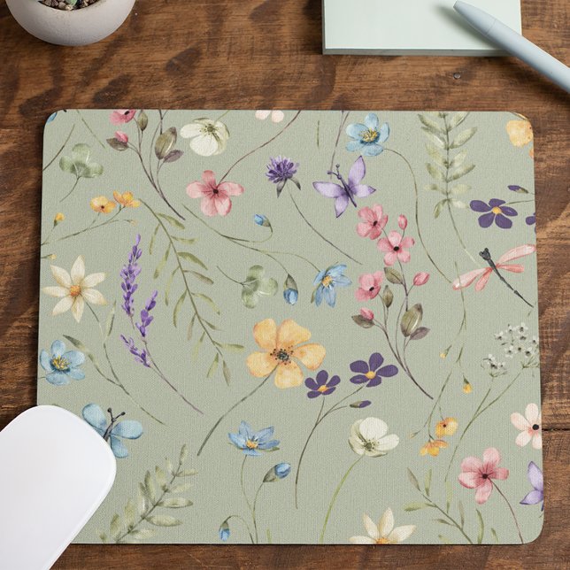 Elegant Wildflower Wild Flower Floral Mouse Mat (Creator Uploaded)