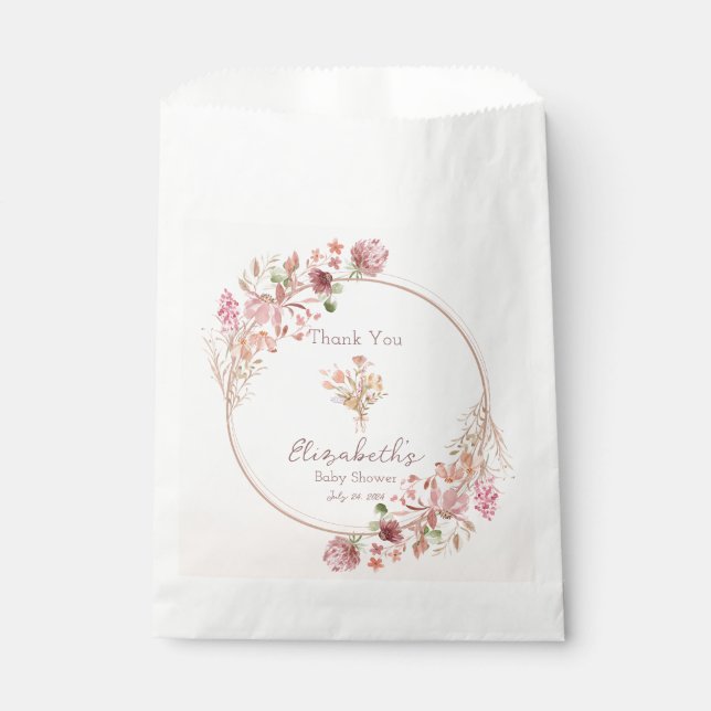 Elegant Wildflower Wreath Baby Shower  Favour Bags (Front)