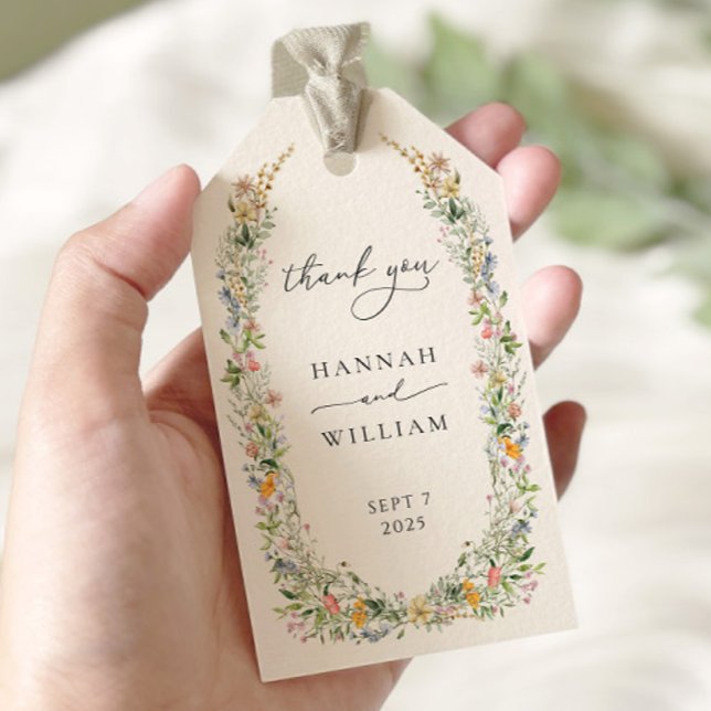 Elegant Wildflower Wreath Wedding Gift Tags (Creator Uploaded)