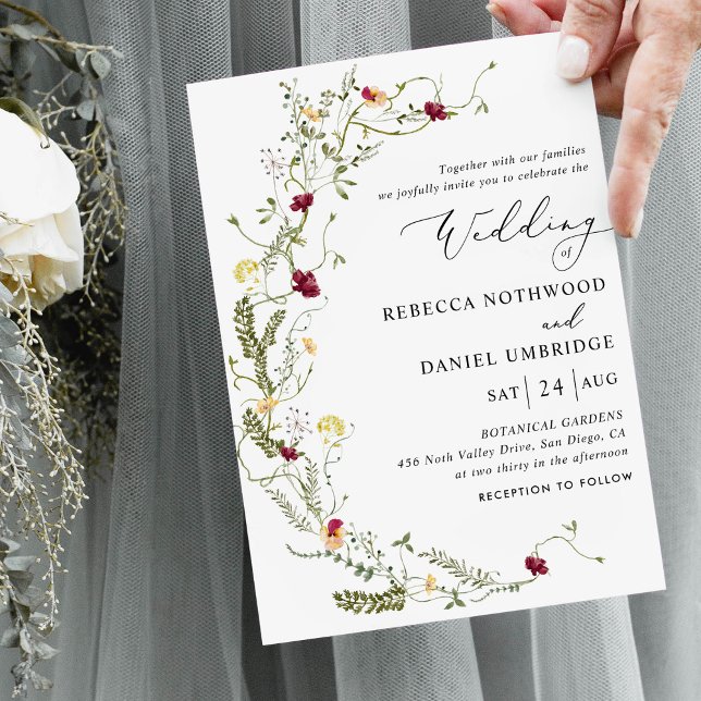Elegant Wildflower Wreath Wedding  Invitation (Creator Uploaded)