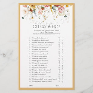 Elegant Wildflower Yellow Bridal Shower Game