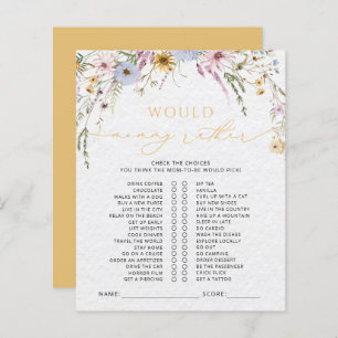 Elegant Wildflowers Baby Shower Game