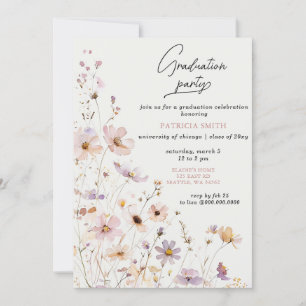 Elegant Wildflowers Blush Graduation Party Invitation