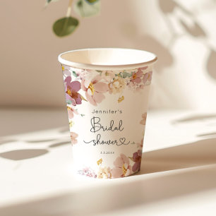Elegant Wildflowers blush pink bridal shower Paper Cups