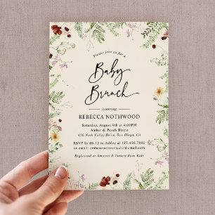 Elegant Wildflowers Boho-Themed Baby Brunch Invitation