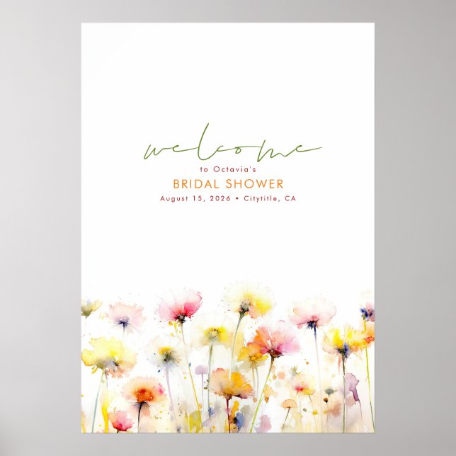 Elegant Wildflowers Boho Welcome Sign (Front)