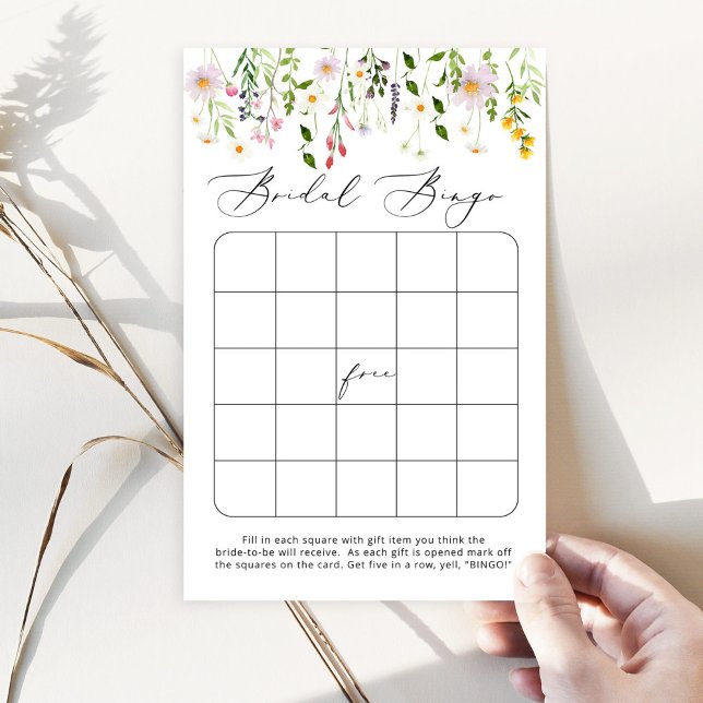 Elegant Wildflowers bridal shower bingo game (Creator Uploaded)