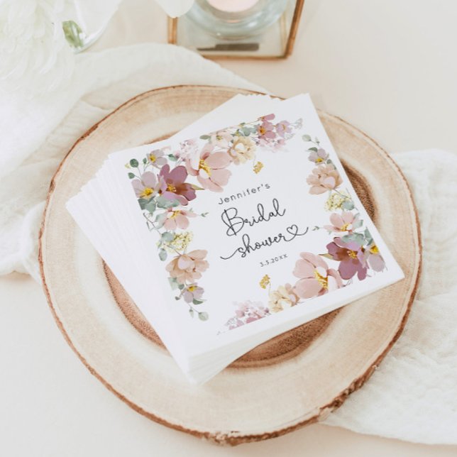 Elegant Wildflowers bridal shower Napkin (Creator Uploaded)