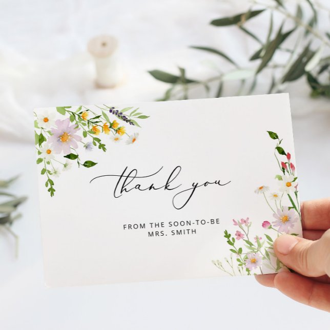 Elegant wildflowers bridal shower thank you card (Creator Uploaded)