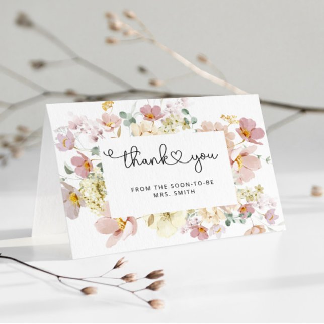 Elegant wildflowers bridal shower thank you card (Creator Uploaded)