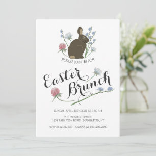 Elegant Wildflowers & Brown Bunny, Easter Brunch Announcement