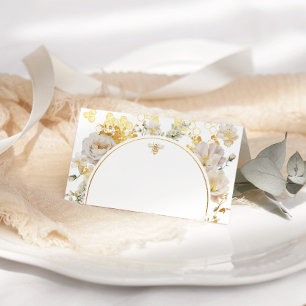 Elegant wildflowers bumble bee wedding place card