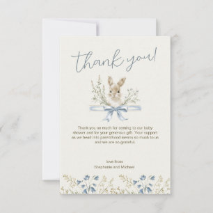 Elegant Wildflowers Bunny Baby Shower Thank You Card