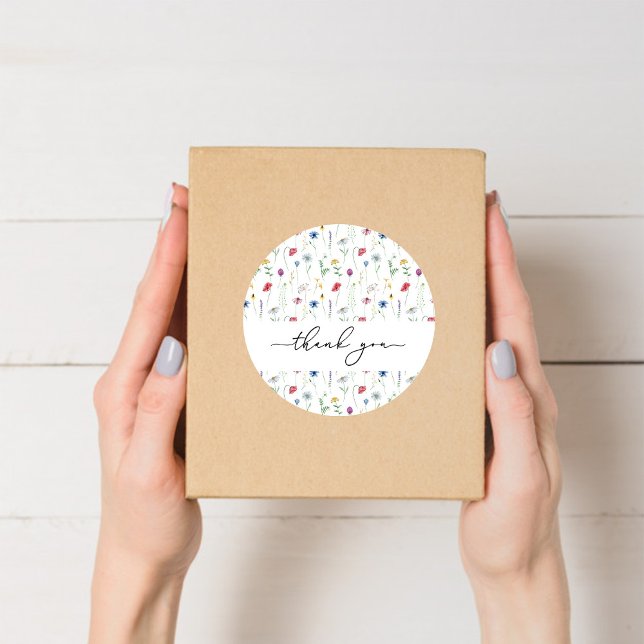 Elegant Wildflowers Classic Round Sticker (Creator Uploaded)