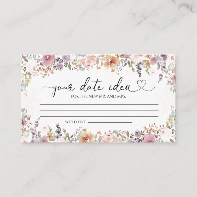 Elegant wildflowers Date night ideas  Enclosure Card (Front)