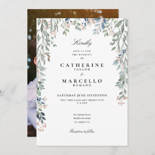 Elegant Wildflowers Floral Photo Wedding Invitation
