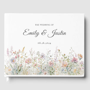 Elegant Wildflowers Floral Watercolor Wedding Guest Book