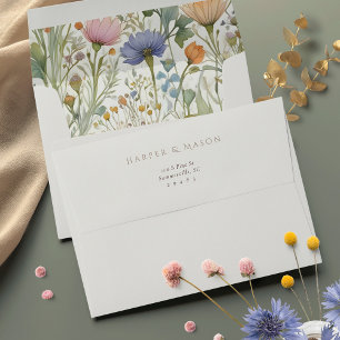 Elegant Wildflowers Fully Printed Wedding Envelope