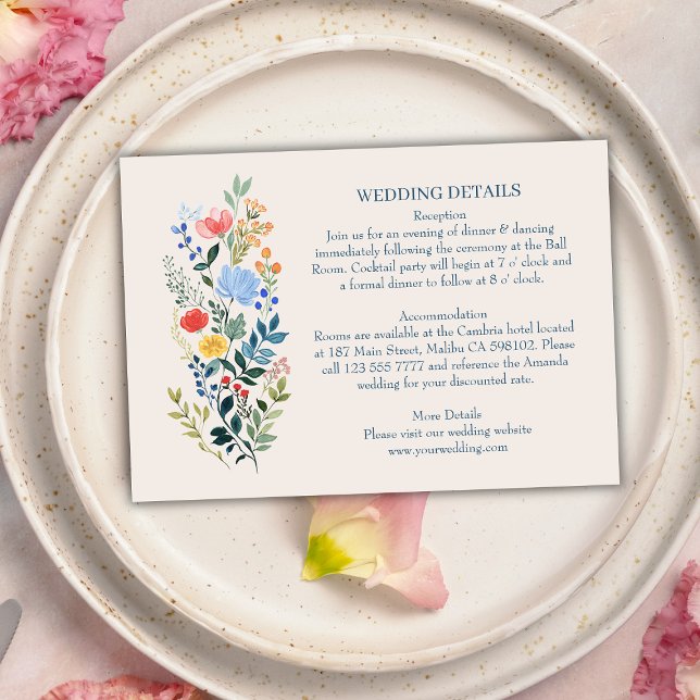  Elegant Wildflowers Garden Wedding Details Enclosure Card (Creator Uploaded)