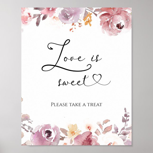 Elegant Wildflowers Love is sweet bridal shower Poster (Front)