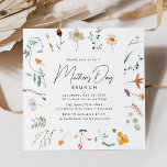 Elegant Wildflowers Mother's Day Brunch Invitation<br><div class="desc">Simple,  floral Mother's Day brunch invitations featuring your event details nestled inside a square floral frame of watercolor wildflowers and foliage in shades of white,  yellow,  red,  cream,  blue,  and green. The wildflower Mother's Day brunch invitations can be customised for Mother's Day luncheons,  dinners,  celebrations,  etc.</div>