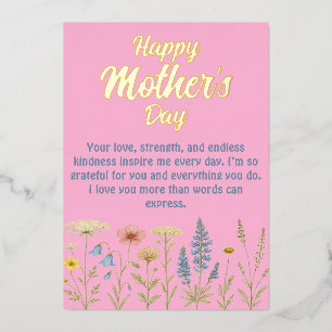 Elegant Wildflowers Mother's Day   Foil Holiday Card