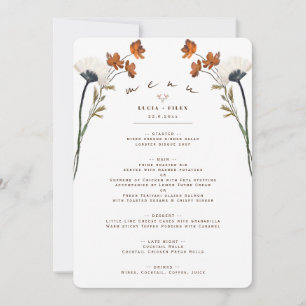 Elegant Wildflowers Pattern Background Menu Card