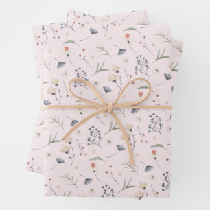 Elegant Wildflowers Pink Wrapping Paper Sheet