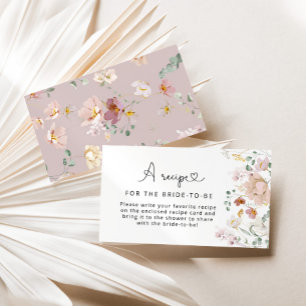 Elegant Wildflowers Recipe for the bride to be Enclosure Card