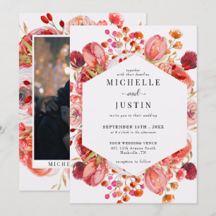 Elegant Wildflowers   Rustic Photo Wedding Invitation