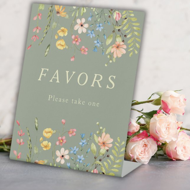  Elegant Wildflowers Sage Wedding Favours Sign (Creator Uploaded)