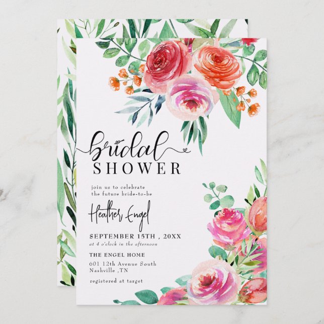 Elegant Wildflowers | Spring Summer Bridal Shower Invitation (Front/Back)