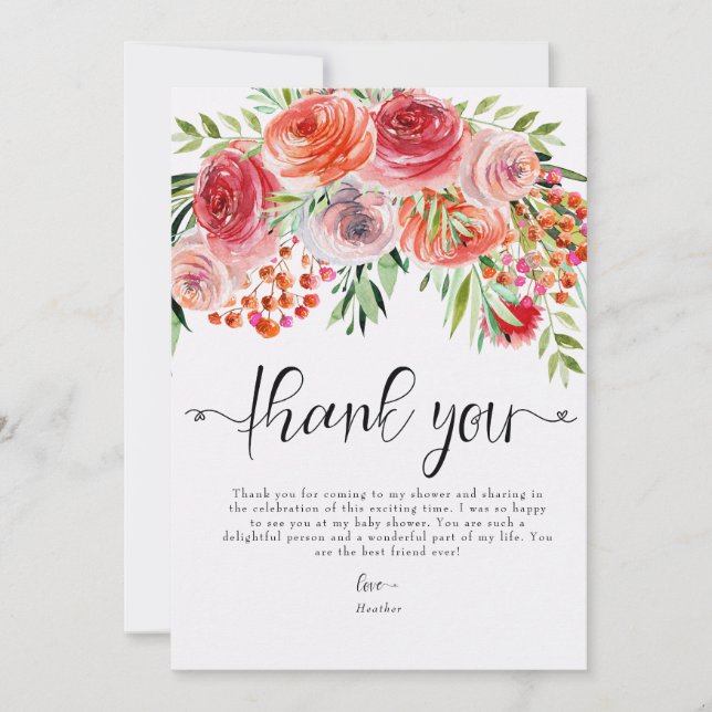 Elegant Wildflowers | Spring Summer Thank You Card (Front)