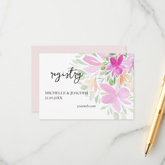 Elegant Wildflowers Watercolor Art Enclosure Card (Front/Back In Situ)