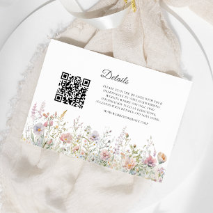 Elegant Wildflowers Watercolor QR code Details Enclosure Card