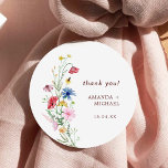 Elegant Wildflowers Wedding Classic Round Sticker<br><div class="desc">Watercolor Elegant Wildflowers Wedding Classic Round Sticker. Matching items available.</div>