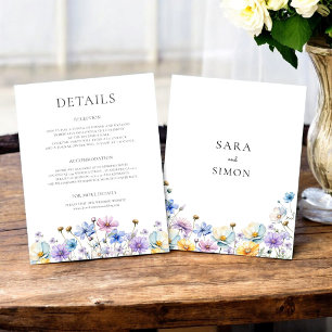 elegant wildflowers wedding details Flat Card
